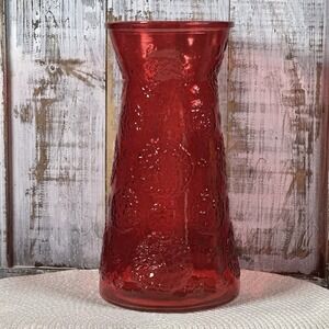 Rare Fenton Red Glass Vase Early 1900s"Impressed Acorn On Bottom" 10" Tall